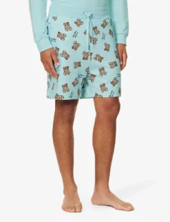 MOSCHINO Toy Bear Graphic-print Stretch-cotton Pyjama Shorts -Falkeis Store R04199702 FANTASYPRINTLIGHTBLU ALT02