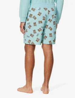 MOSCHINO Toy Bear Graphic-print Stretch-cotton Pyjama Shorts -Falkeis Store R04199702 FANTASYPRINTLIGHTBLU ALT03