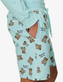 MOSCHINO Toy Bear Graphic-print Stretch-cotton Pyjama Shorts -Falkeis Store R04199702 FANTASYPRINTLIGHTBLU ALT04