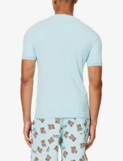 MOSCHINO Logo-appliqué Regular-fit Stretch-cotton T-shirt 8 MOSCHINO Logo-appliqué Regular-fit Stretch-cotton T-shirt -Falkeis Store R04199704 LIGHTBLUE332 ALT03