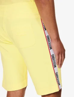 MOSCHINO Logo-tape Stretch-cotton Shorts 9 MOSCHINO Logo-tape Stretch-cotton Shorts -Falkeis Store R04199715 YELLOW21 ALT04