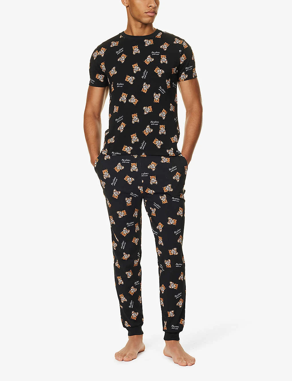 MOSCHINO Bear-motif Ribbed-waistband Stretch-cotton Pyjama Bottoms 2 MOSCHINO Bear-motif Ribbed-waistband Stretch-cotton Pyjama Bottoms - Image 2