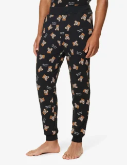 MOSCHINO Bear-motif Ribbed-waistband Stretch-cotton Pyjama Bottoms 7 MOSCHINO Bear-motif Ribbed-waistband Stretch-cotton Pyjama Bottoms -Falkeis Store R04199719 FANTASYPRINTBLACK555 ALT02