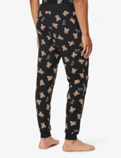 MOSCHINO Bear-motif Ribbed-waistband Stretch-cotton Pyjama Bottoms 8 MOSCHINO Bear-motif Ribbed-waistband Stretch-cotton Pyjama Bottoms -Falkeis Store R04199719 FANTASYPRINTBLACK555 ALT03