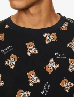 MOSCHINO Bear-motif Crewneck Stretch-cotton T-shirt 9 MOSCHINO Bear-motif Crewneck Stretch-cotton T-shirt -Falkeis Store R04199721 FANTASYPRINTBLACK555 ALT04