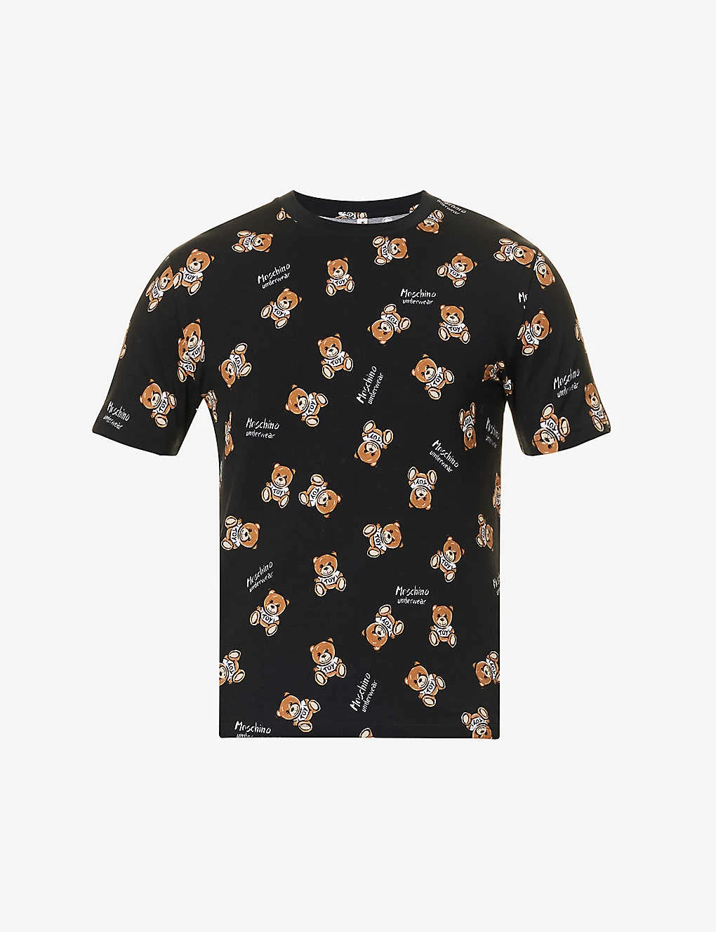 MOSCHINO Bear-motif Crewneck Stretch-cotton T-shirt 1 MOSCHINO Bear-motif Crewneck Stretch-cotton T-shirt