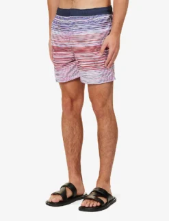 Missoni Stripe-pattern Brand-patch Swim Shorts -Falkeis Store R04200690 REDVIOLETBLUE ALT02