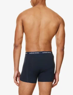 Bjorn Borg Pack Of Three Essential Branded-waistband Regular-fit Stretch-cotton Boxers -Falkeis Store R04202547 SKYDIVER ALT02