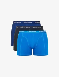 Bjorn Borg Pack Of Three Essential Branded-waistband Regular-fit Stretch-cotton Boxers