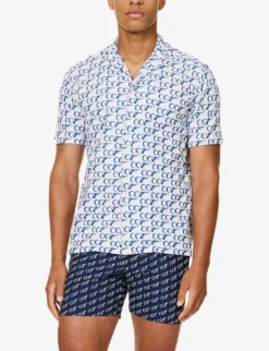 ORLEBAR BROWN Towelling-texture Brand-tab Regular-fit Terry-cotton Shirt -Falkeis Store R04206183 007WHITE ALT02