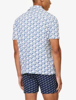 ORLEBAR BROWN Towelling-texture Brand-tab Regular-fit Terry-cotton Shirt -Falkeis Store R04206183 007WHITE ALT03