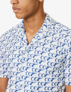 ORLEBAR BROWN Towelling-texture Brand-tab Regular-fit Terry-cotton Shirt -Falkeis Store R04206183 007WHITE ALT04