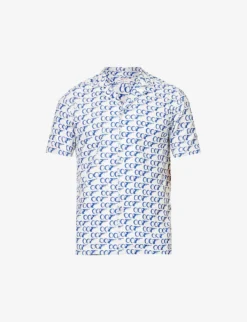 ORLEBAR BROWN Towelling-texture Brand-tab Regular-fit Terry-cotton Shirt