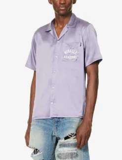 Miracle Academy Brand-print Relaxed-fit Stretch-silk Shirt -Falkeis Store R04208968 FOG ALT02