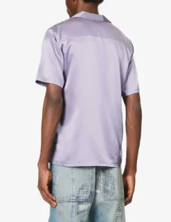 Miracle Academy Brand-print Relaxed-fit Stretch-silk Shirt -Falkeis Store R04208968 FOG ALT03